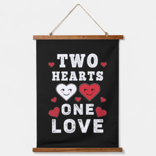 Cute Two Hearts One Love Birthday Valentine's Day Hanging Tapestry