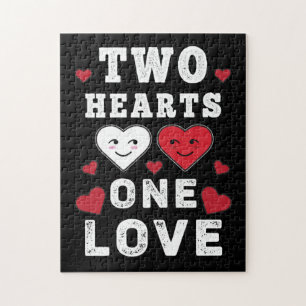 Cute Two Hearts One Love Birthday Valentine's Day Jigsaw Puzzle