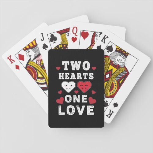 Cute Two Hearts One Love Birthday Valentines Day Playing Cards