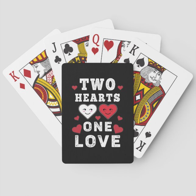 Cute Two Hearts One Love Birthday Valentine's Day Poker Cards (Back)
