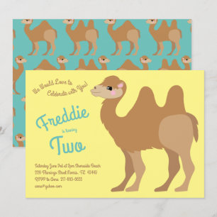 Cute Two Hump Camel Kids 2nd Birthday Party Invitation