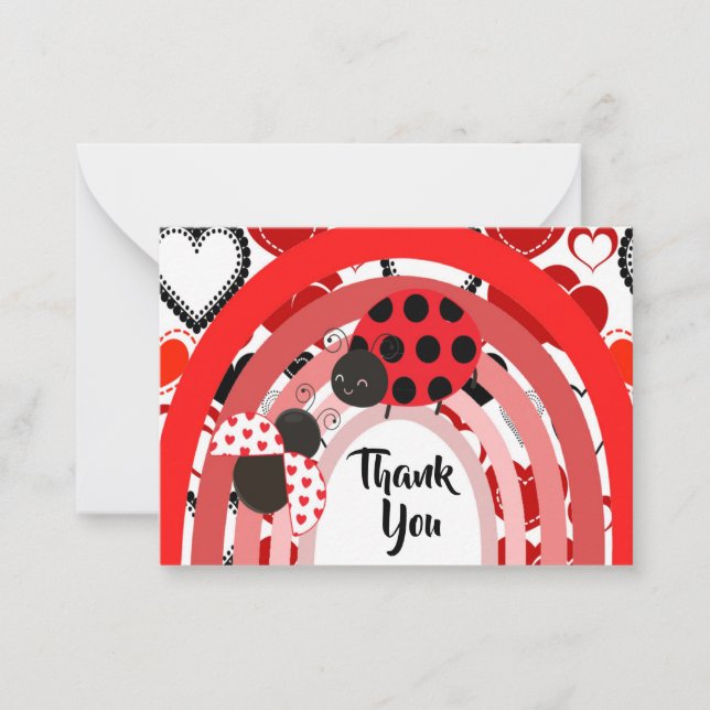 Cute Two Ladybugs Thank You Note Card (Front)