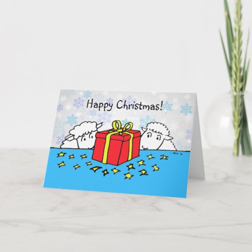 Cute Two Little Sheep Gift Christmas Card