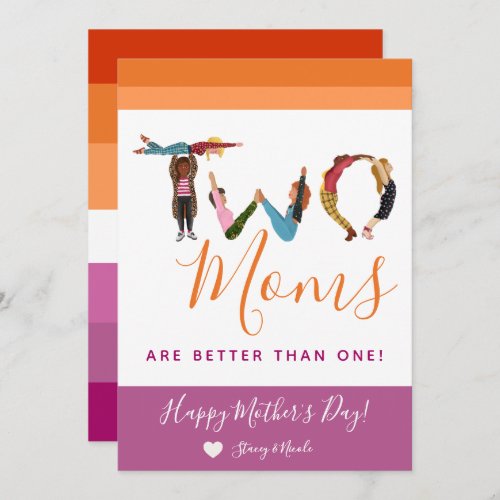 Cute Two Moms Are Better Than One Mothers Day Holiday Card