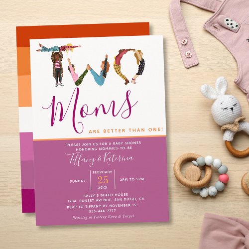 Cute Two Moms Better Than One Lesbian Baby Shower  Invitation