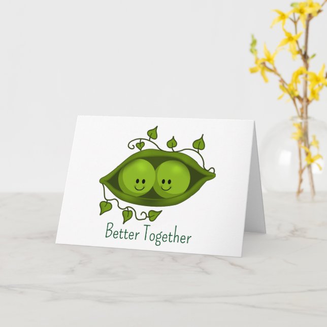 Cute Two Peas In A Pod Better Together Card (Yellow Flower)