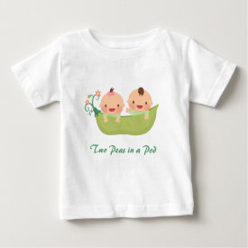 Cute Two Peas in a Pod Boy Girl Twins Baby T-Shirt