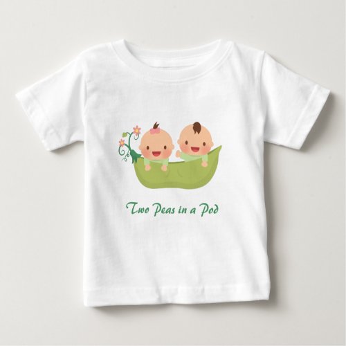 Cute Two Peas in a Pod Boy Girl Twins Baby T_Shirt
