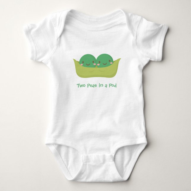 Cute Two Peas in a Pod For Baby Twins Baby Bodysuit (Front)