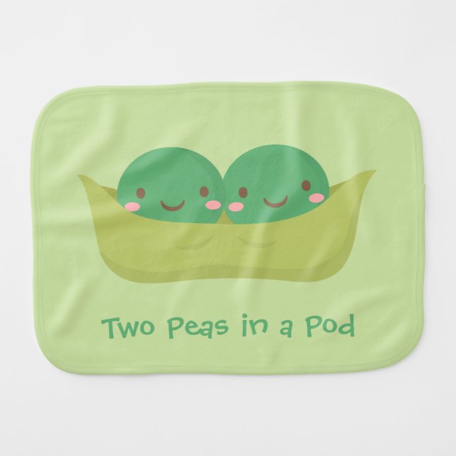 Cute Two Peas in a Pod For Baby Twins Burp Cloth (Front Horizontal)