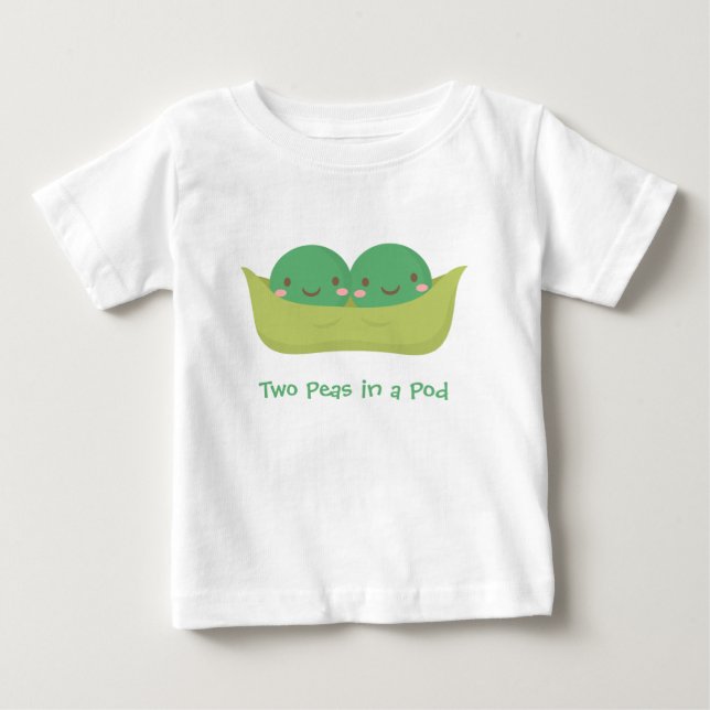 Cute Two Peas in a Pod For Baby Twins T-Shirt (Front)