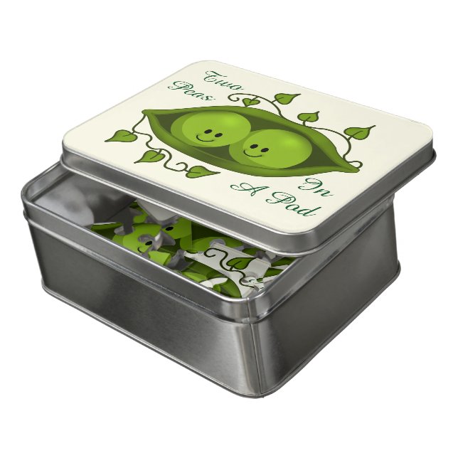Cute Two Peas In A Pod Jigsaw Puzzle (Lid Open)
