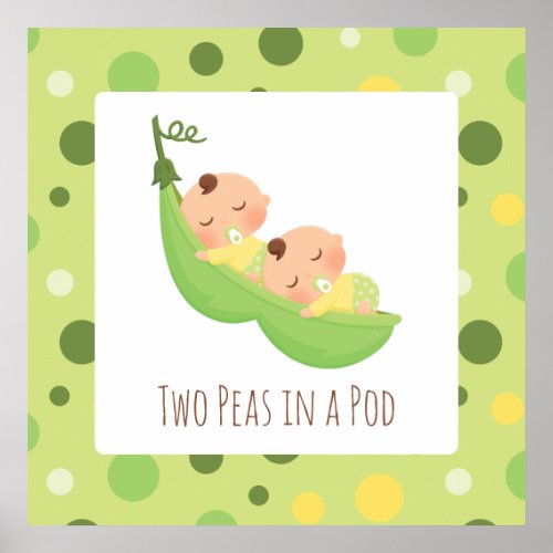 Cute Two Peas in a Pod Nursery Wall Decor Poster