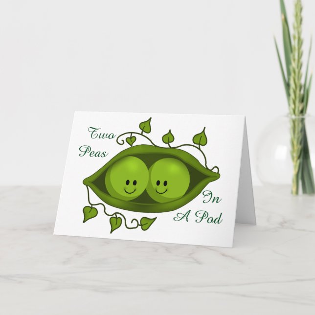 Cute Two Peas In A Pod personalizable Card (Front)