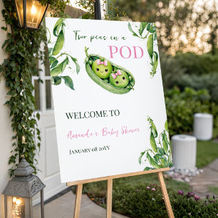 Cute Two Peas in A Pod Pink Girl Twins Baby Shower Foam Board