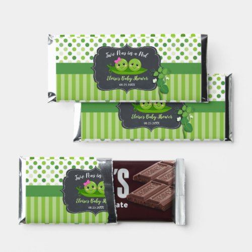 Cute Two Peas in a Pod Twins Boy Girl Baby Shower Hershey Bar Favors