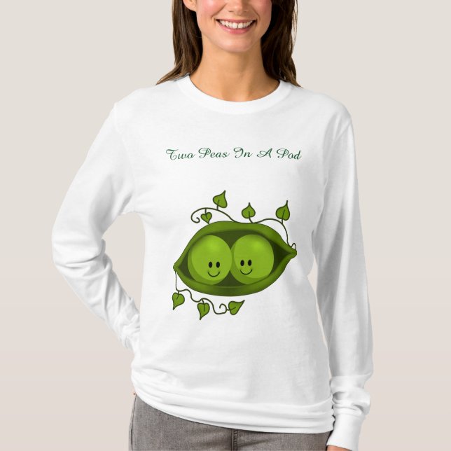 Cute Two Peas In A Pod Twins T-Shirt (Front)