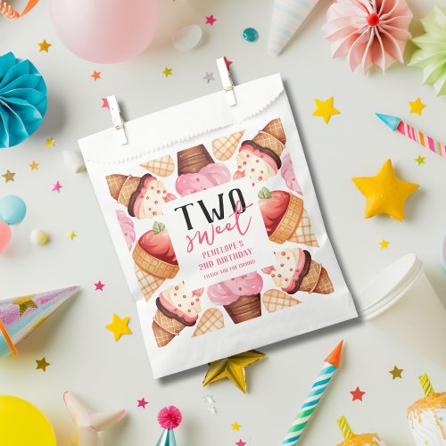 Cute Two Sweet Ice Cream 2nd Birthday  Favor Bag