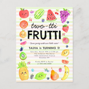 Cute TWO-tti Frutti Summer Fruit 2nd Birthday Postcard