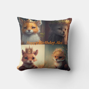 Cute two wild animal friends  throw pillow