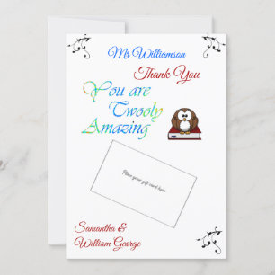 Cute Twooly Amazing Thank you Gift Card Holder