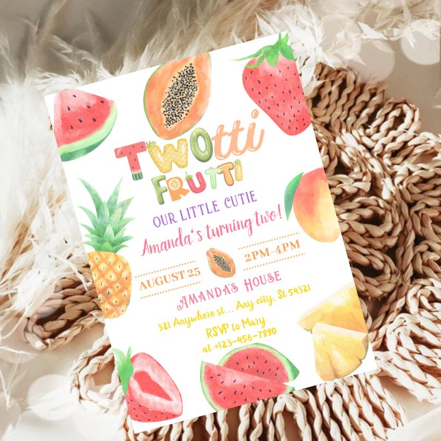 Cute Twotti Frutti Birthday Invitation (Creator Uploaded)