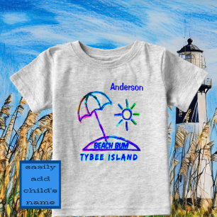 Cute Tybee Island GA Finger Paint Beach Umbrella Baby T-Shirt