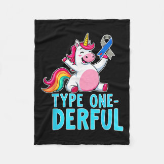 Cute Type 1 Diabetes Awareness T1d Type One-derful Fleece Blanket