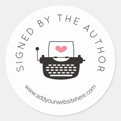 Cute Typewriter Signed by the Author Classic Round Sticker