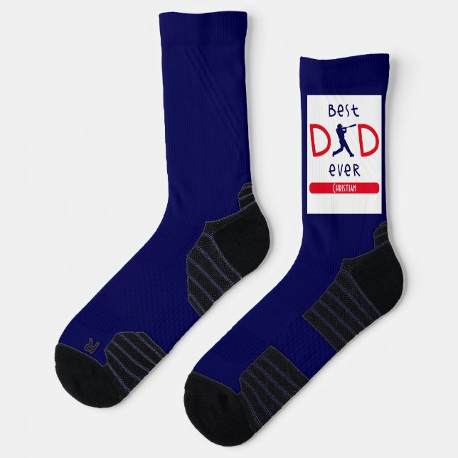 Cute Typography Baseball Best Dad Ever Fathers Day Socks (Left)