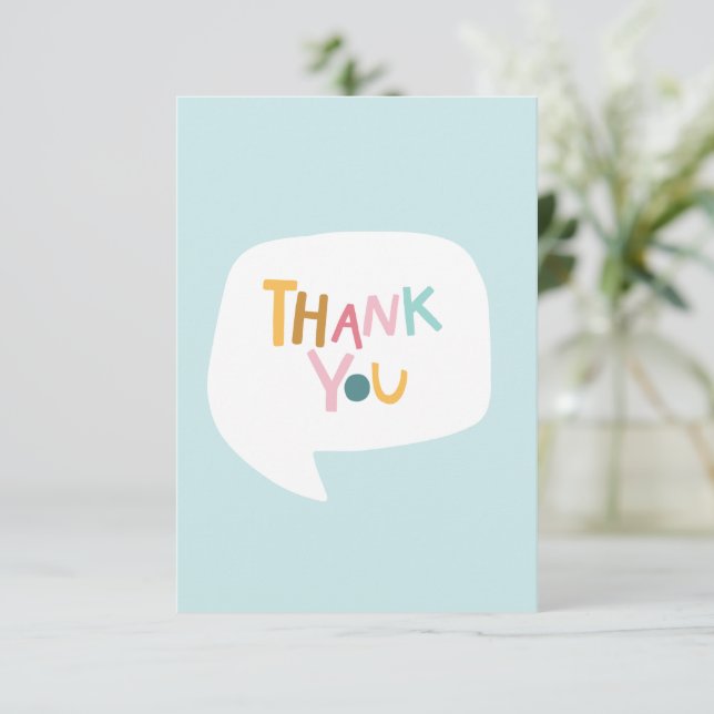 Cute Typography Coral Flat Thank You Card (Standing Front)