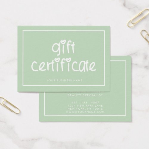 Cute Typography Custom Color Gift Certificate