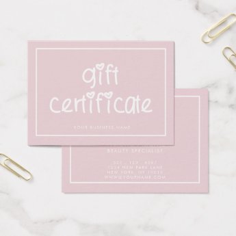 Cute Typography Custom Color Gift Certificate