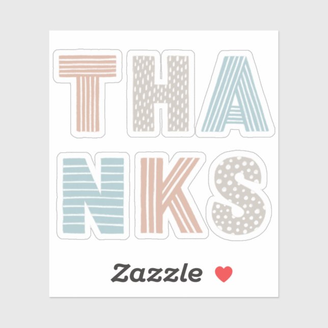 Cute typography lettering. Kids pastel thanks Sticker (Sheet)