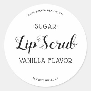 Cute Typography Sugar Lip Scrub Product Label