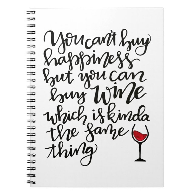 Cute Typography Wine Humor Notebook (Front)