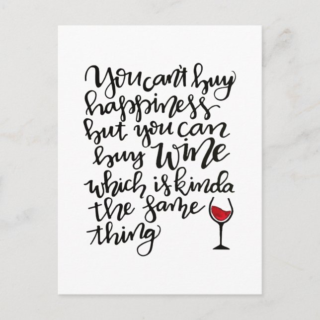 Cute Typography Wine Humor Postcard (Front)