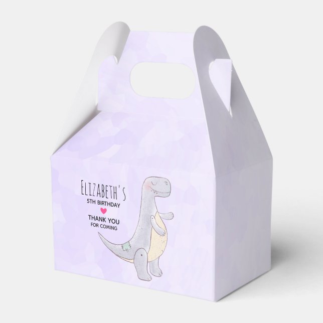Cute Tyrannosaurus Rex Dinosaur Toy Thank You Favor Boxes (Front Side)