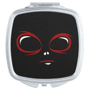 Cute ufo face monster compact mirror