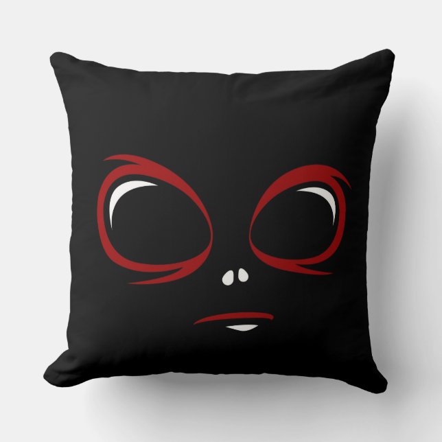 Cute ufo face monster  throw pillow (Front)