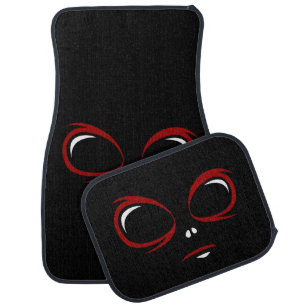 Cute ufo face monster throw pillow button car floor mat