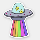 Cute UFO Rainbow Sticker (Front)
