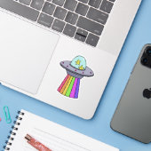 Cute UFO Rainbow Sticker (Laptop w/ iPhone)