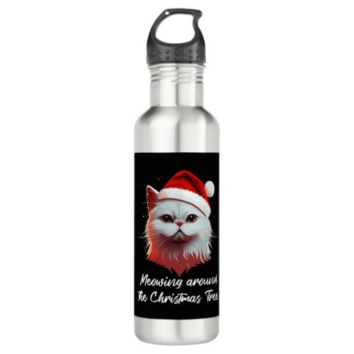 Cute Ugly Christmas Cat Women Men Kids Funny Cat C Stainless Steel Water Bottle