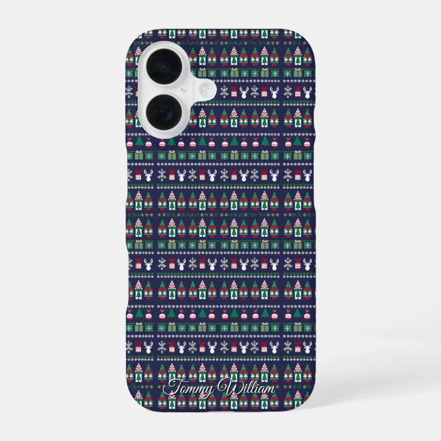 cute ugly christmas sweater pattern iphone case (Back)