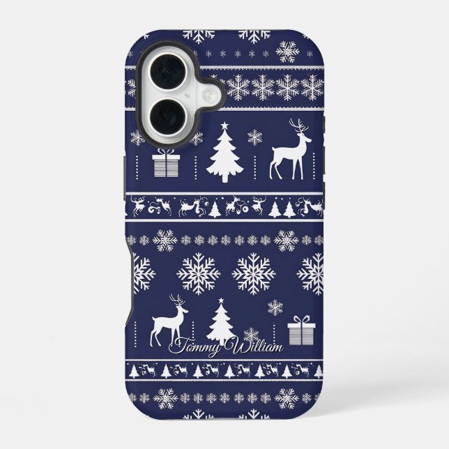 cute ugly christmas sweater pattern iPhone case (Back)