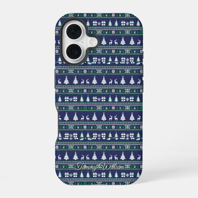 cute ugly christmas sweater pattern iPhone case (Back)