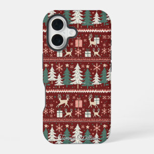cute ugly christmas sweater pattern iPhone 16 case