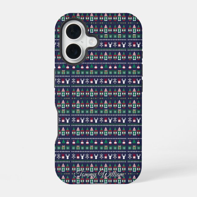 cute ugly christmas sweater pattern iphone case (Back)