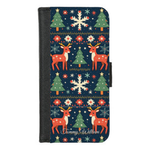 Cute Ugly Christmas Sweater Pattern iPhone 8/7 Wallet Case